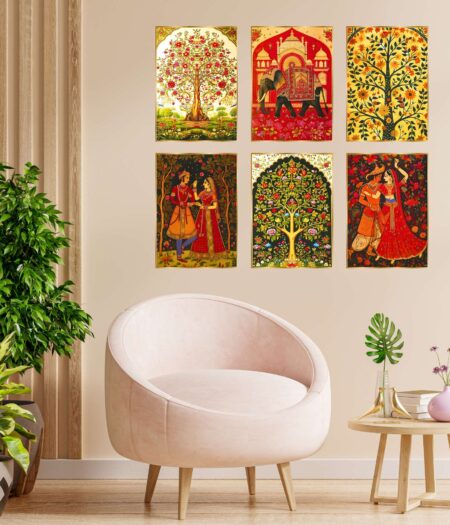 Set of Six Wall Paintings for Wall Dacoration Golden Framed Wall Paintings for Living Room & Bedroom Wall Art for Home Decoration & Office Wall Décor (13x10 inch CH-GD6-10)