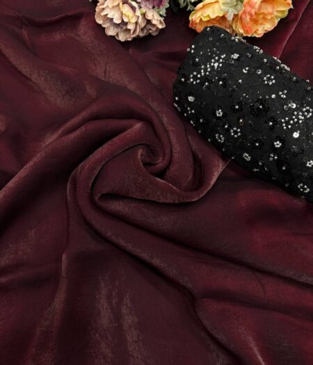 Women's Rich Wine Tissue Silk Saree with All-Over Sequin Embroidered Blouse Piece