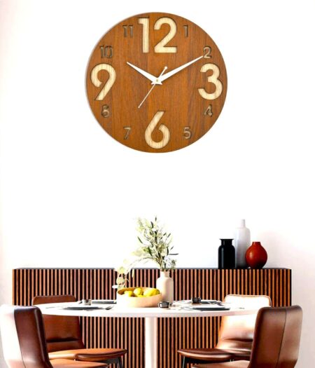 Wooden Silent Non-Ticking Wall Clock for Home Stylish Latest Designer Wall Clock for Home Living Room Bedroom Office Hall
